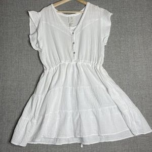 Joie 100% Cotton White Button Front Short Sleeve Dress!